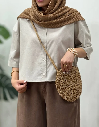 شومیز لینن پنبه‌ایل ماه