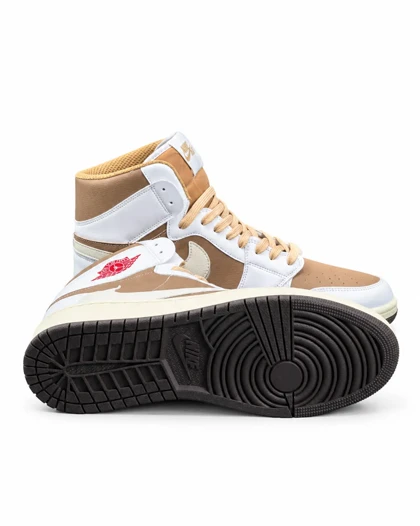 کفش کتانی مردانه بزرگ پا مدل ترویس ساق‌دار سفید کرم Nike travis