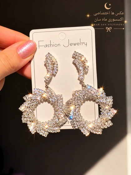 گوشواره جواهری عروس نگین‌دار کد JW0023