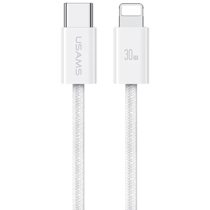 کابل تایپ سی به لایتنینگ یوسامز USAMS مدل US-SJ657 توان 30 وات 1.2 متر