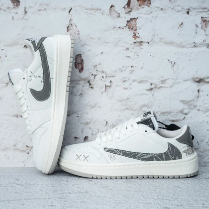 کفش کتانی زنانه نایک ایر جردن 1 تراویس اسکات نورث فیس سفید (Nike Air Jordan 1 x Low Travis Scott) کد 2339