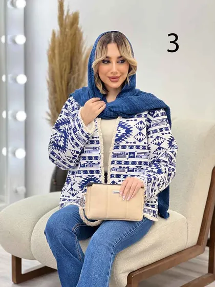مانتو طرح دار آستین ریش