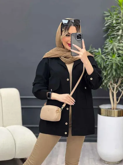 مانتو کتان جیب پیله نیکا
