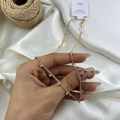 گردنبند زنانه کارتیه مدل گوی طرح توپی طلایی ژوپینگ