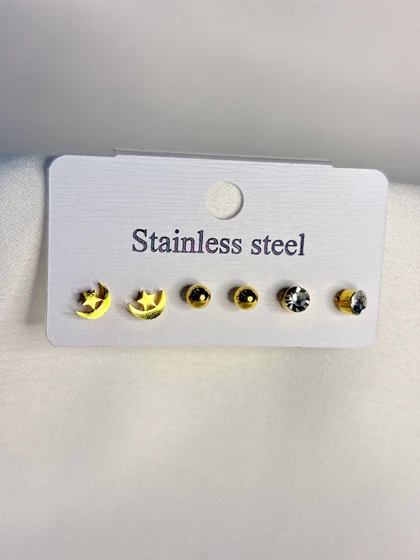 پک گوشواره استیل طلایی کد 06
