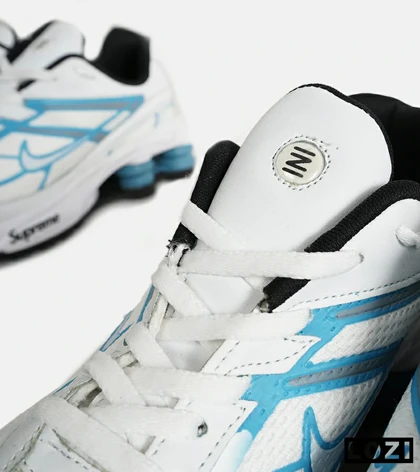 کفش کتانی مردانه سفید آبی نایک NIKE x SUPREME shox ride 2