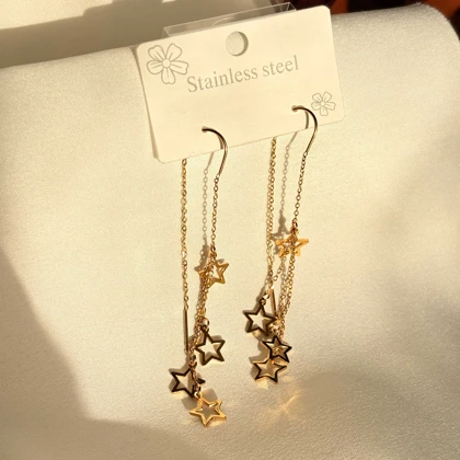 گوشواره پرستاره طلایی استیل