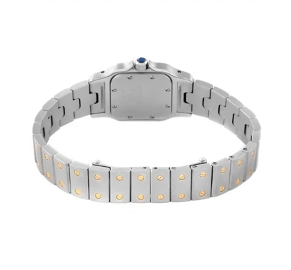 ساعت کارتیر سانتوس فلزی زنانه دورنگ طلایی صفحه سفید Cartier Santos metal