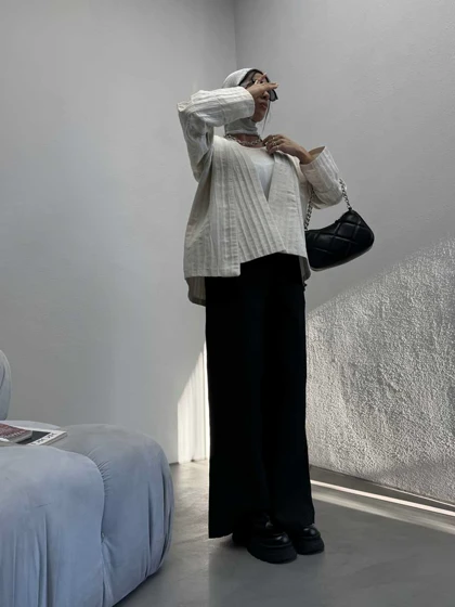 مانتو آستین نواردار