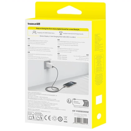 کابل فست شارژ یواس‌بی به تایپ‌سی 100 وات یک متری بیسوس Display 2 p10382701121-00