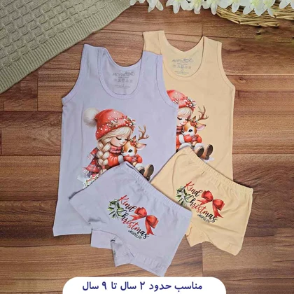 ست رکابی و شورت دخترانه کریسمس