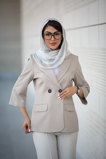 کت زنانه یقه بلیزر آستین 3ربع