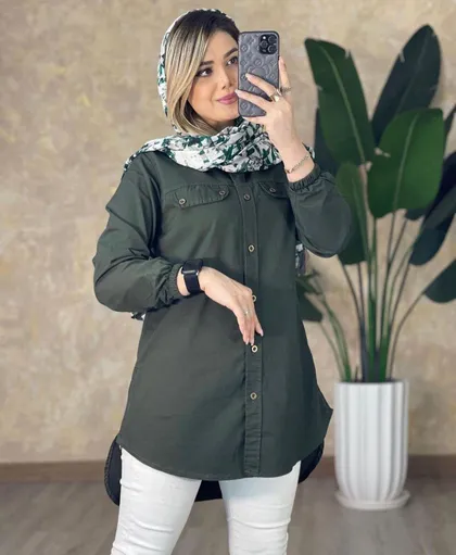 مانتو بغل زیپ کتان کد 1022