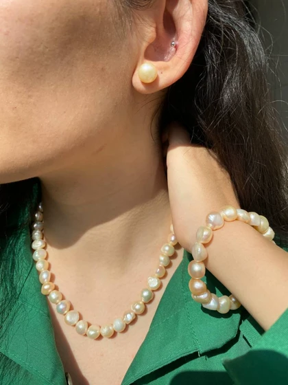 نیم ست مروارید طبیعی کد MO0024F