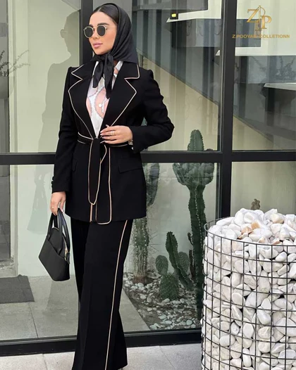 کت زنانه مجلسی مشکی لوتوس