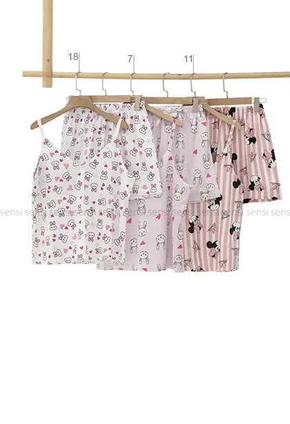 ست تاپ شلوارک ساتن یقه هفت کد1005471