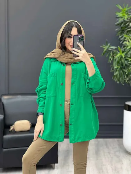 مانتو جین رنگی دو جیب