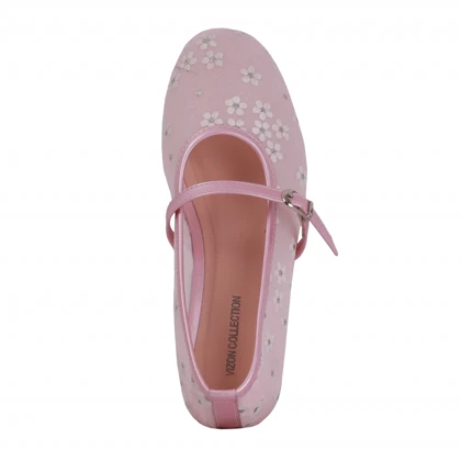 کالج گل‌دار توری مدل بابونه_صورتی کد 1979