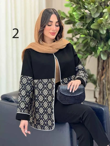 مانتو طرح دار مغزی دوزی دلبر