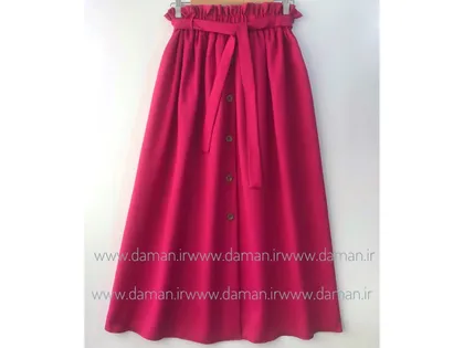 دامن جلو دکمه سرخابی قد 90