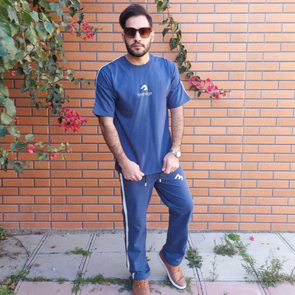 ست تیشرت شلوار لش بالنسیاگا رنگ فیلی