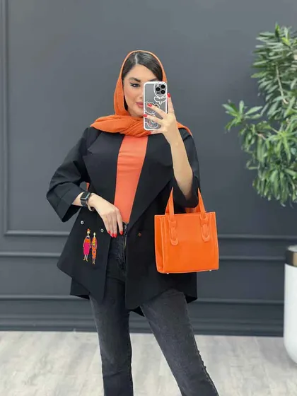مانتو داکرون جیب گلدوزی بغل چاک