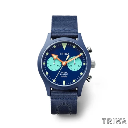 ساعت مچی عقربه ای زنانه مردانه تریوا (TRIWA) مدل Ocean Plastic Timer DEEP BLUE
