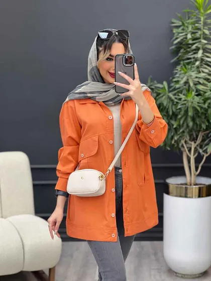 مانتو کتان جیب پیله نیکا