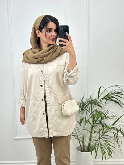 مانتو کتان جیب پایین