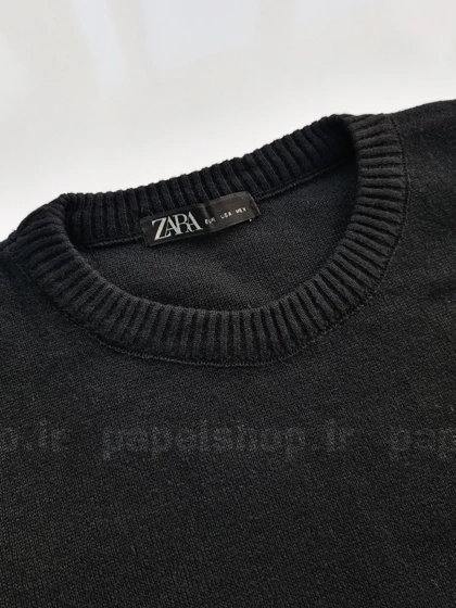 ست مشکی بافت یقه گرد و شلوار بگ طرح پایین خط