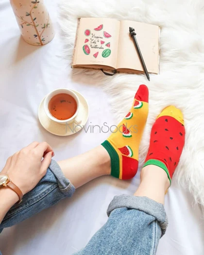 جوراب مچی هندونه زرد قرمز