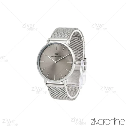 ساعت دنیل ولینگتون مردانه نقره ای بند حصیری صفحه طوسی خطی 106100