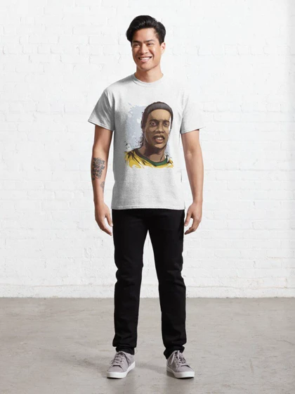 تیشرت ورزشی بارسلونا | تیشرت FC Barcelona طرح Illustration Ronaldinho Art کد 144583