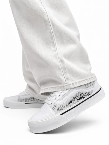 کفش کتانی مردانه ونس اولداسکول کنو کاستوم سفید Vans oldskool Knu