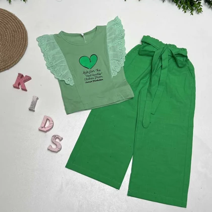 تاپ شلوار توری دخترانه با طرح قلب