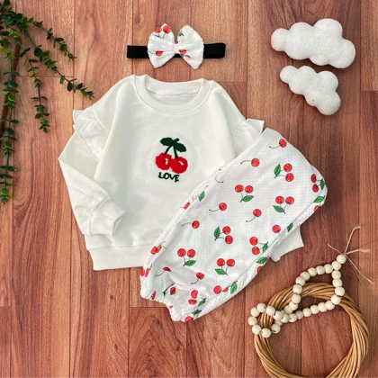 بلوز شلوار تل نوزادی مدل آلبالو