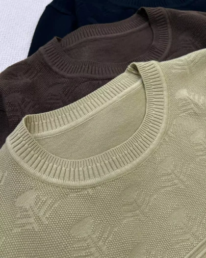 پلیور بافت سینه مروارید یقه گرد کد 5336