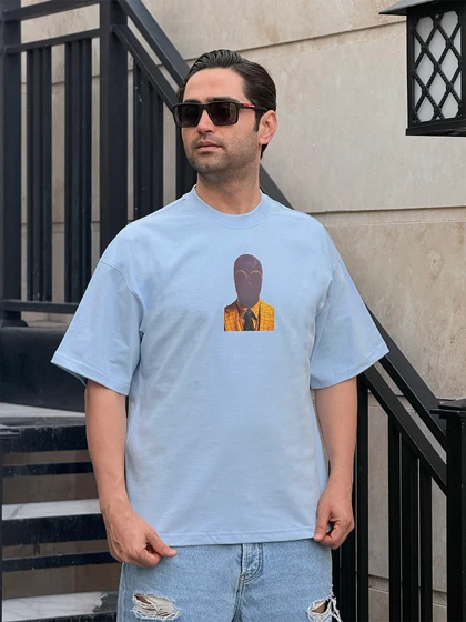 تیشرت چاپی سیلیکونی مرد عینکی