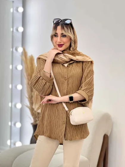 شومیز جلو دکمه آستین سه ربع