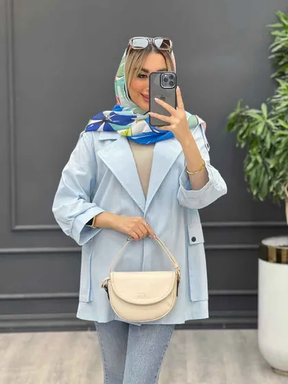 مانتو لینن پشت دکمه سرشانه پاگن