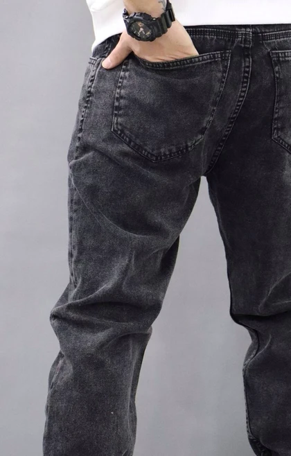 شلوار مافیت ذغالی بدون زاپ مردانه پارچه کجراه پنبه گرماژ بالا کد 61