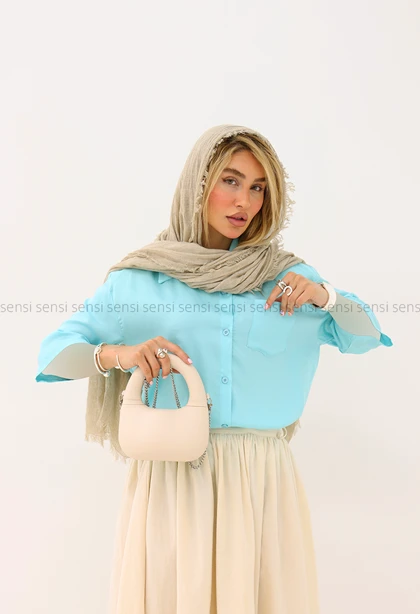 شومیز زنانه سیلک باکسی رنگی کد1006112