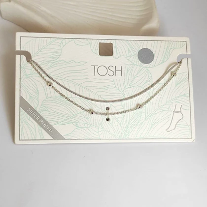 پابند نقره‌ای زنانه دو لایه توپی برند TOSH (آبکاری نقره)