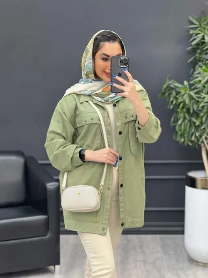 مانتو کتان چهار جیب پرچ پارلا