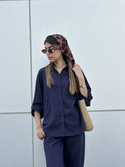 شومیز لینن تابستانی خنک زنانه مدل آلما کد 070