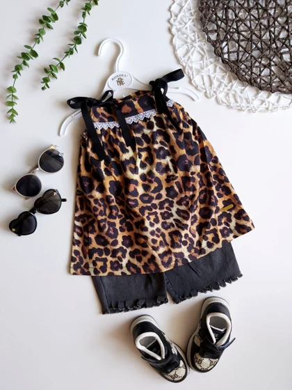 ست شومیز بندی و شلوارک رنگی