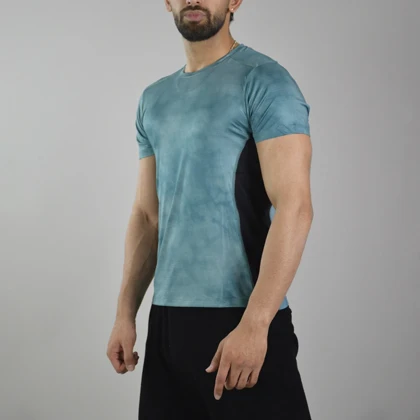 تیشرت ورزشی رانینگ مردانه مدل 9130 فیروزه ای