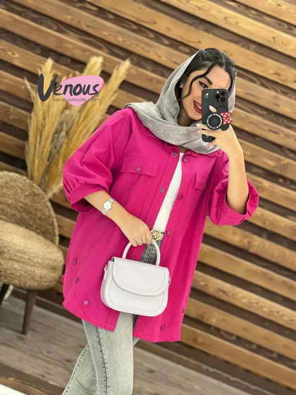 مانتو آستین سه ربع جلو دکمه