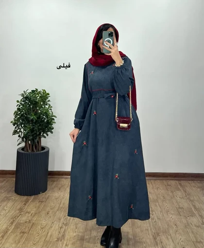 پیراهن مانتویی گلدوزی مهیاس