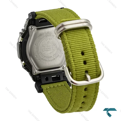 ساعت جیشاک زنانه GM-S2100 مشکی بند برزنت سبز G-Shock-7533-L